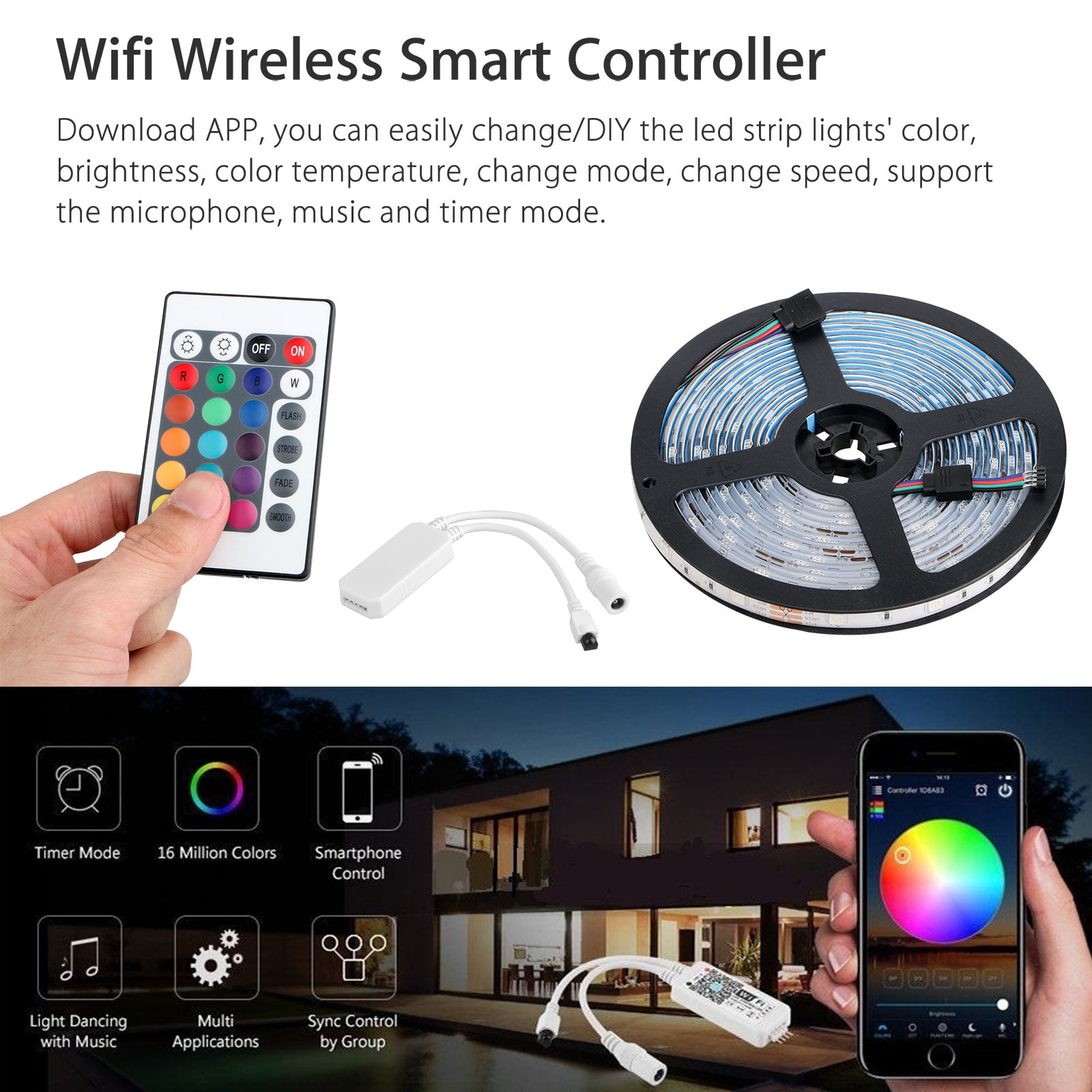 Smart WiFi RGB LED Light Strip Kit