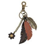 Chala Charmant Metal Keychain with Feather Design