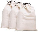 MISSLO Luxury Cotton Drawstring Storage Bags - Set of 3