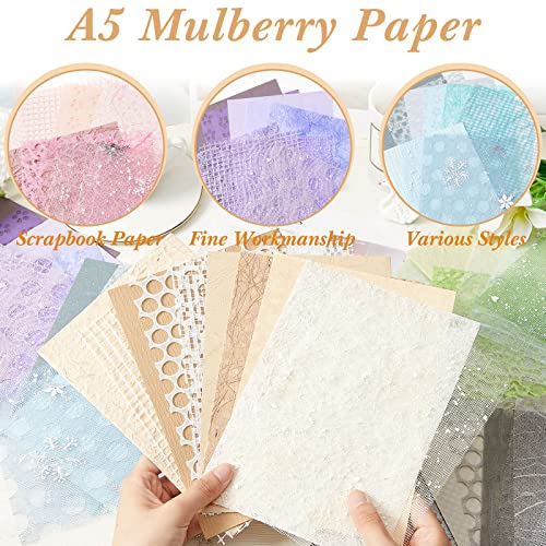 60 pcs A5 Scrapbook Textured Paper Sheets Variety