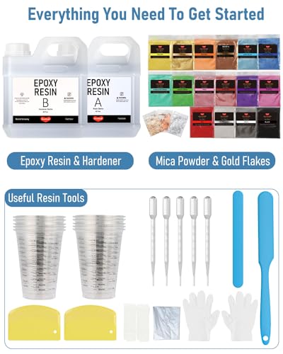 80 OZ Epoxy Resin Kit with 16 Mica Colors