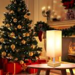 Wood Grain Table Lamp with Fabric Shade