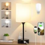 Versatile Bedside Lamp with USB Ports and AC Outlet