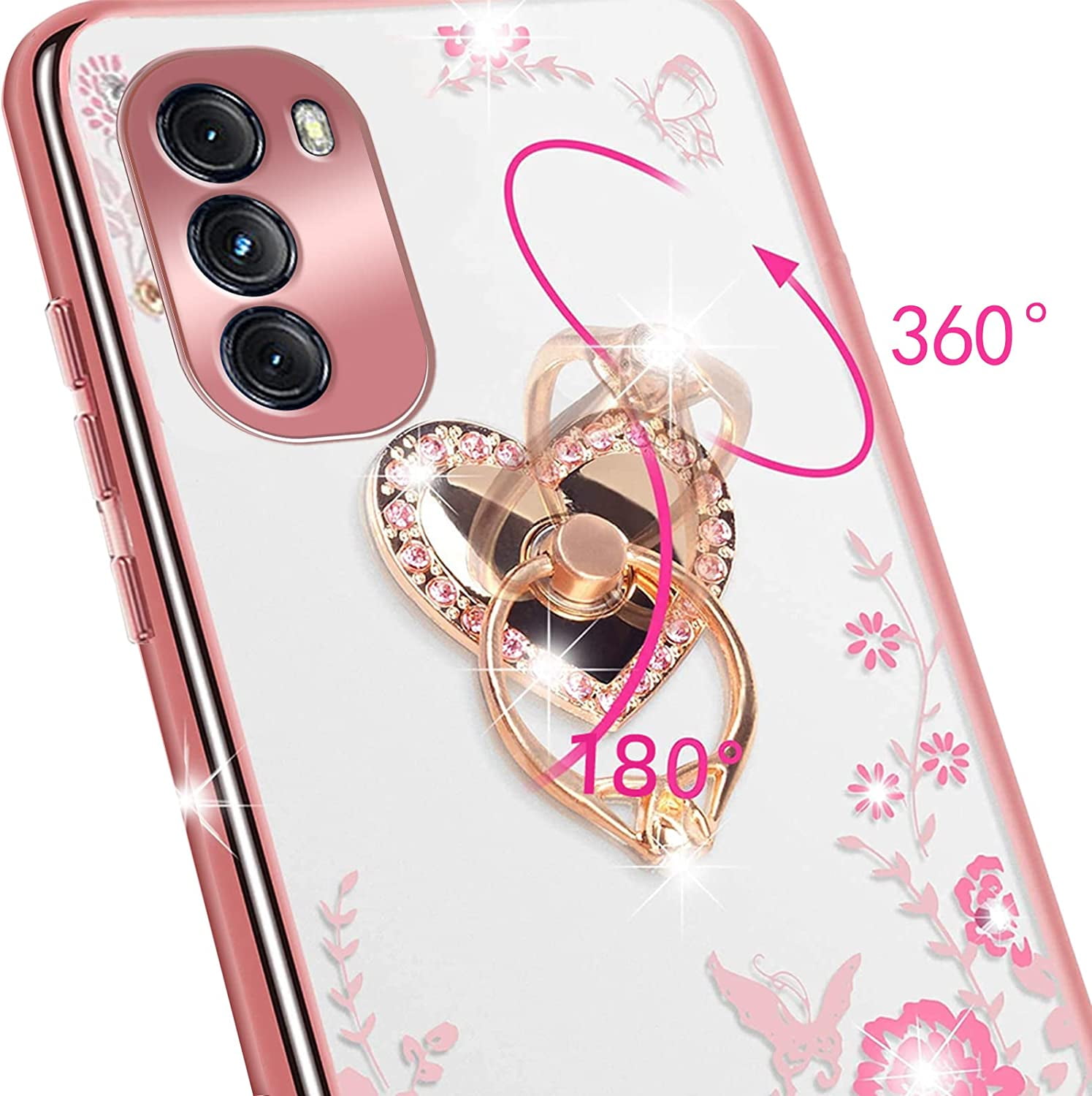 Cute Heart Ring Kickstand Case for Moto G 5G