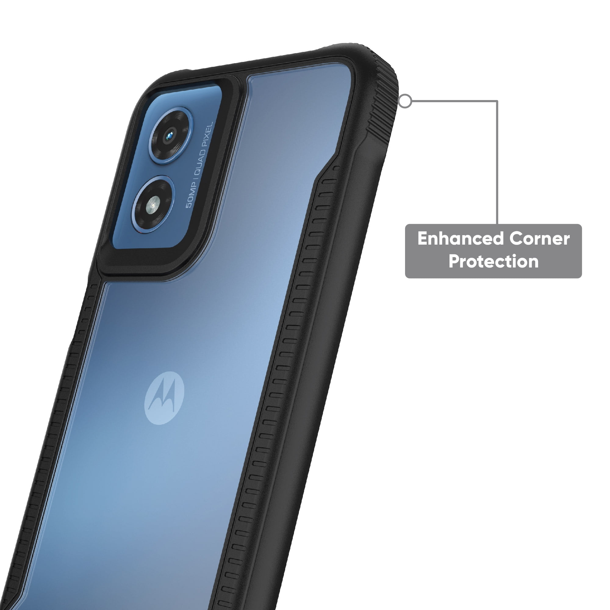 onn. Dual-Layer Moto G Play Phone Case - Black/Clear