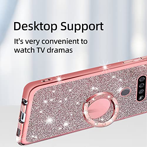 Glitter Rose Soft Clear TPU LG K51 Phone Case