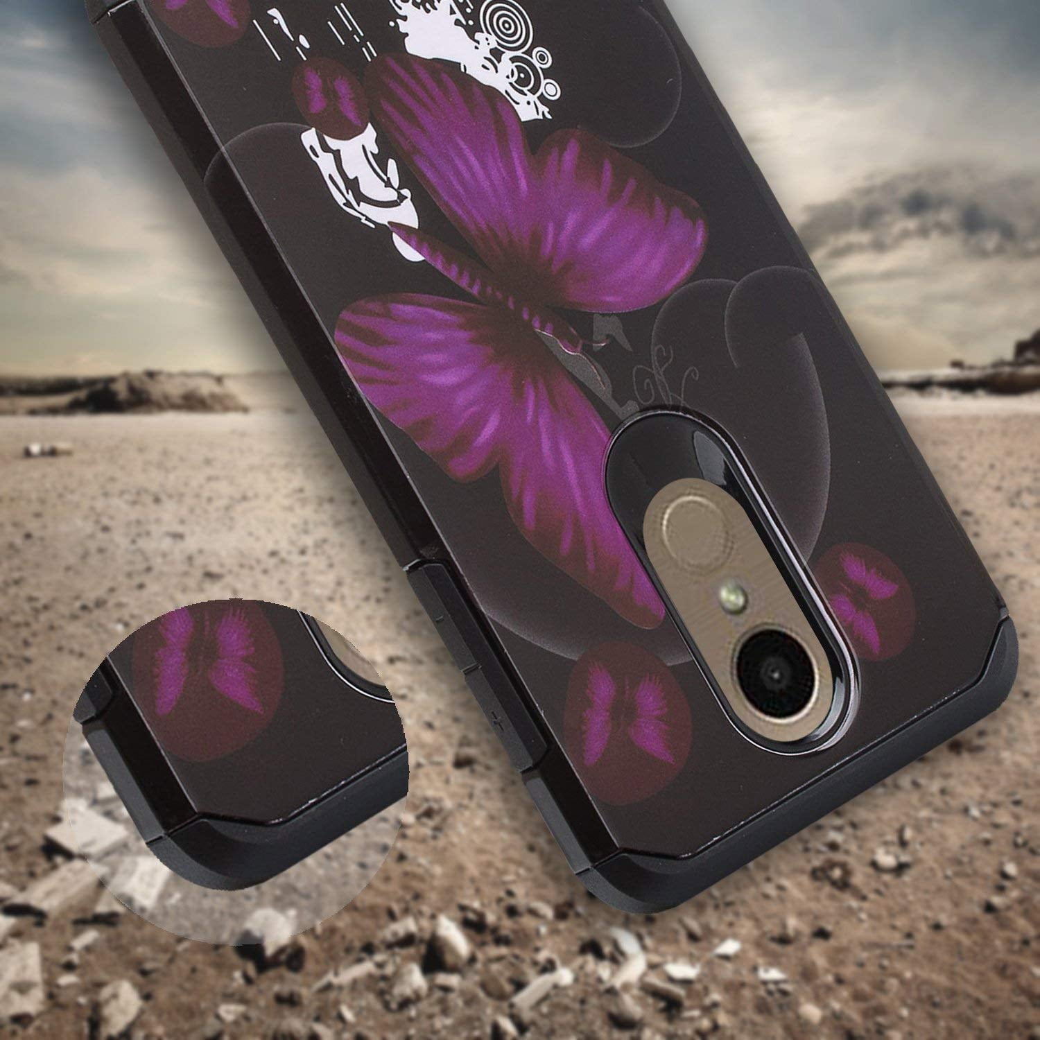 Purple Butterfly ShockProof Case for LG Stylo 4/Q Stylus