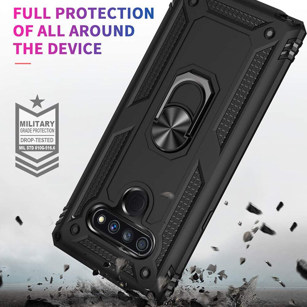 LG Stylo 6 Case with Ring Stand & Glass Protector