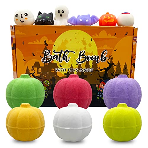 Halloween Pumpkin Bath Bombs with Squishy Toys