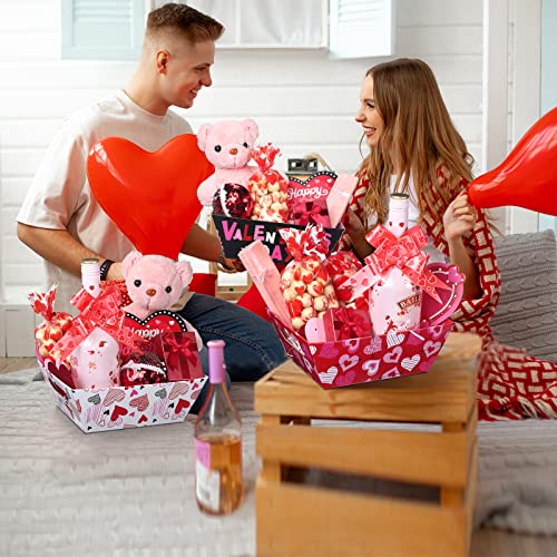 12 Valentine Gift Baskets with Cellophane Bags