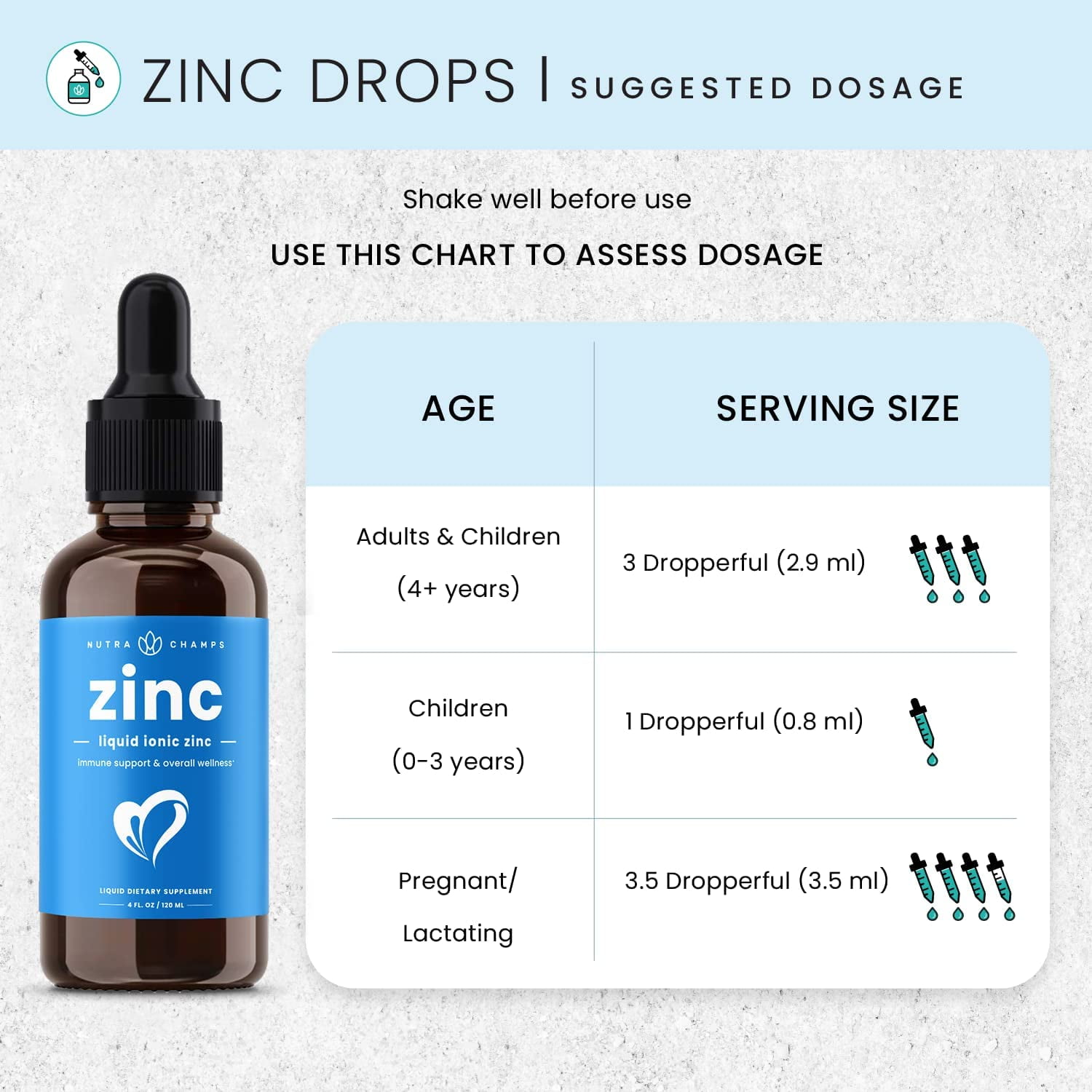 Organic Liquid Zinc Drops for Immune Support