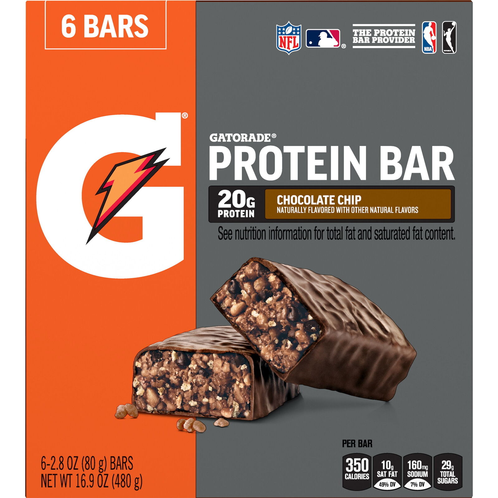 Gatorade Chocolate Chip Protein Bars, 6-Pack