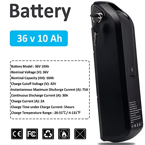 Lithium-Ion Ebike Battery for 200-1500W Motor (36V 10Ah)
