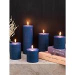 Dripless Dark Blue Pillar Candle Set of 3