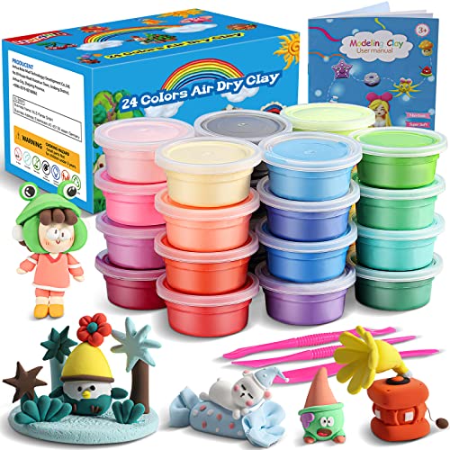 iFergoo 24-Color Air Dry Modeling Clay Set