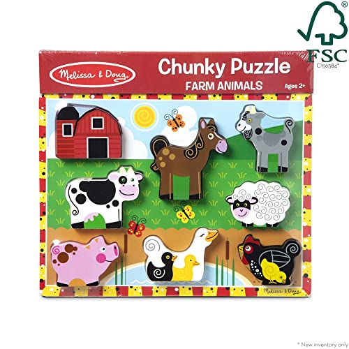 Farm Wooden Chunky Puzzle - Animal Toys for Toddlers