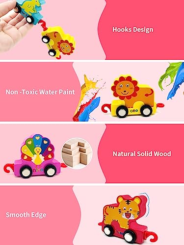 Wooden Toddler Animal Train Set for Ages 2-5: Educational Gift