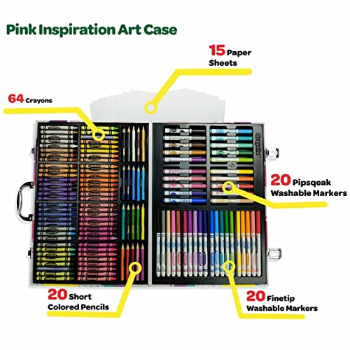 Crayola Pink Art Case - 140ct Kids Drawing Kit