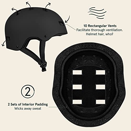 Retrospec Dakota Matte Black Helmet for Adults