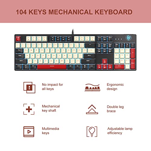 MageGee MK-Armor Gaming Keyboard - LED Backlit, Red Switches
