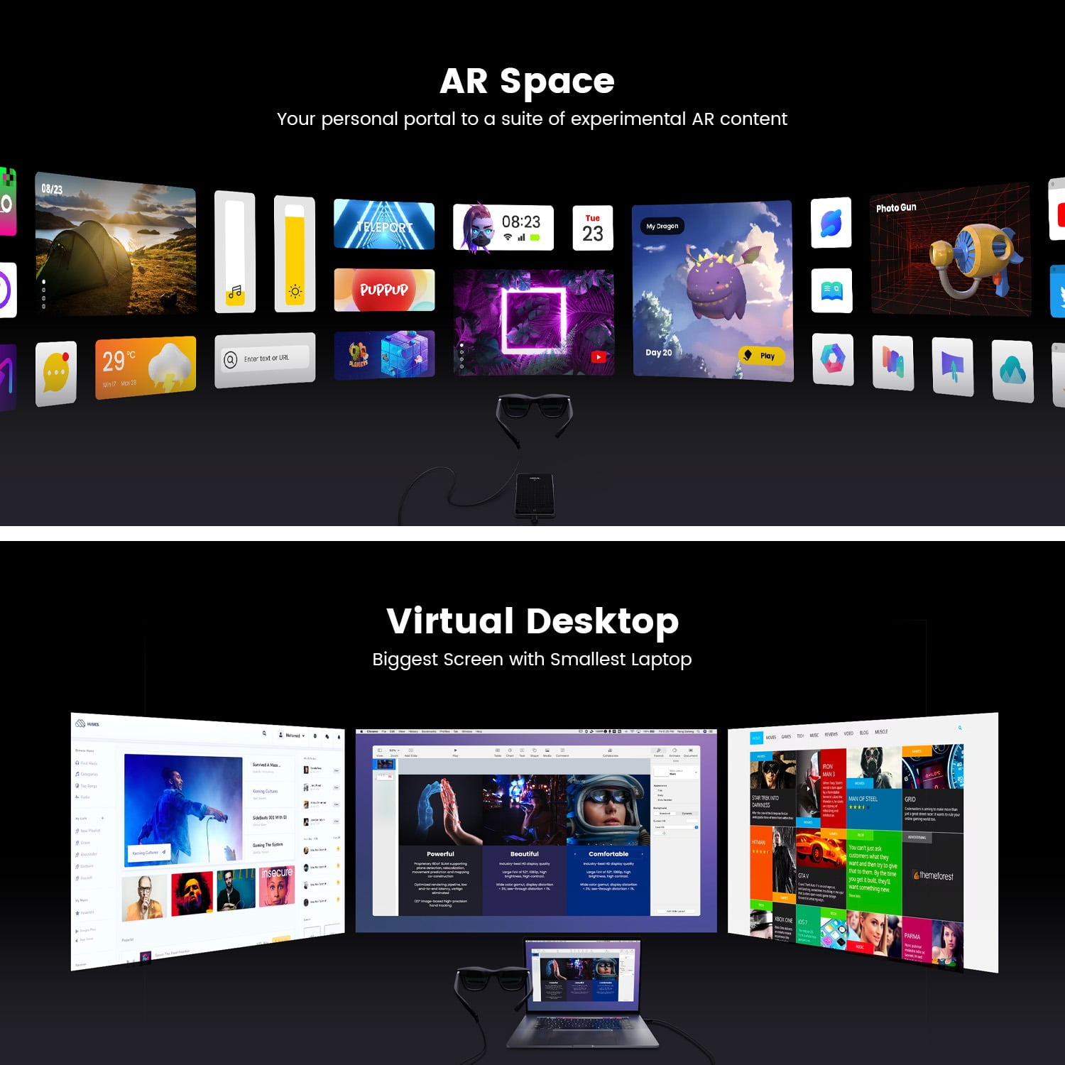 XREAL Air AR Glasses with 201" Virtual Theater