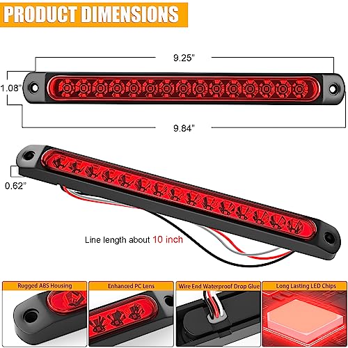 10" 15 LED Waterproof Third Brake Light Bar