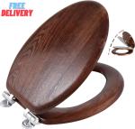 Elongated Wood Toilet Seat with Quiet Close