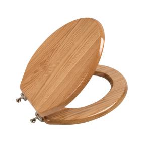 Elongated High Gloss Oak Wood Toilet Seat