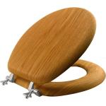 Natural Oak Round Toilet Seat with Chrome Hinge