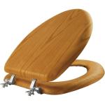 Natural Oak Elongated Toilet Seat with Chrome Hinge