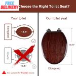Elongated Wood Toilet Seat with Quiet Close