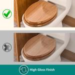Elongated High Gloss Oak Wood Toilet Seat
