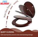 Elongated Wood Toilet Seat with Quiet Close
