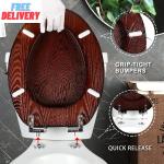Elongated Wood Toilet Seat with Quiet Close