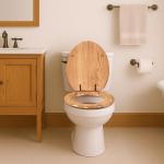 Elongated High Gloss Oak Wood Toilet Seat