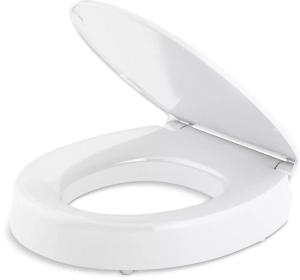 White Elevated Quiet-Close Round Toilet Seat
