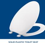 Elongated White Plastic Toilet Seat