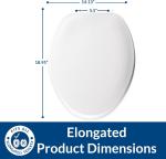 Elongated White Plastic Toilet Seat