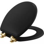 Black Round Soft-Close Toilet Seat with Gold Hinges
