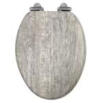 Elongated Gray Wood Toilet Seat with Slow Close