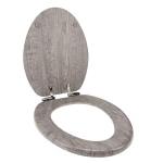 Elongated Gray Wood Toilet Seat with Slow Close