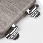 Elongated Gray Wood Toilet Seat with Slow Close