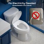 Elongated Non-Electric Bidet Toilet Seat with Dual Nozzles