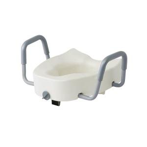 Elongated Raised Toilet Seat with Padded Arms