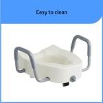 Elongated Raised Toilet Seat with Padded Arms