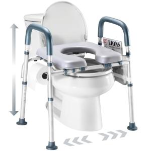 Adjustable Toilet Seat Riser with Handles for Seniors