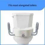 Elongated Raised Toilet Seat with Padded Arms