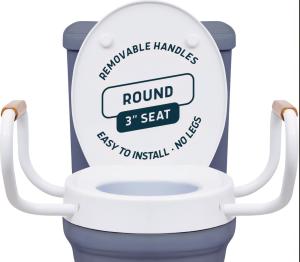 Lunderg Elongated Raised Toilet Seat with Handles