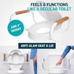 Lunderg Elongated Raised Toilet Seat with Handles
