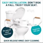 Lunderg Elongated Raised Toilet Seat with Handles